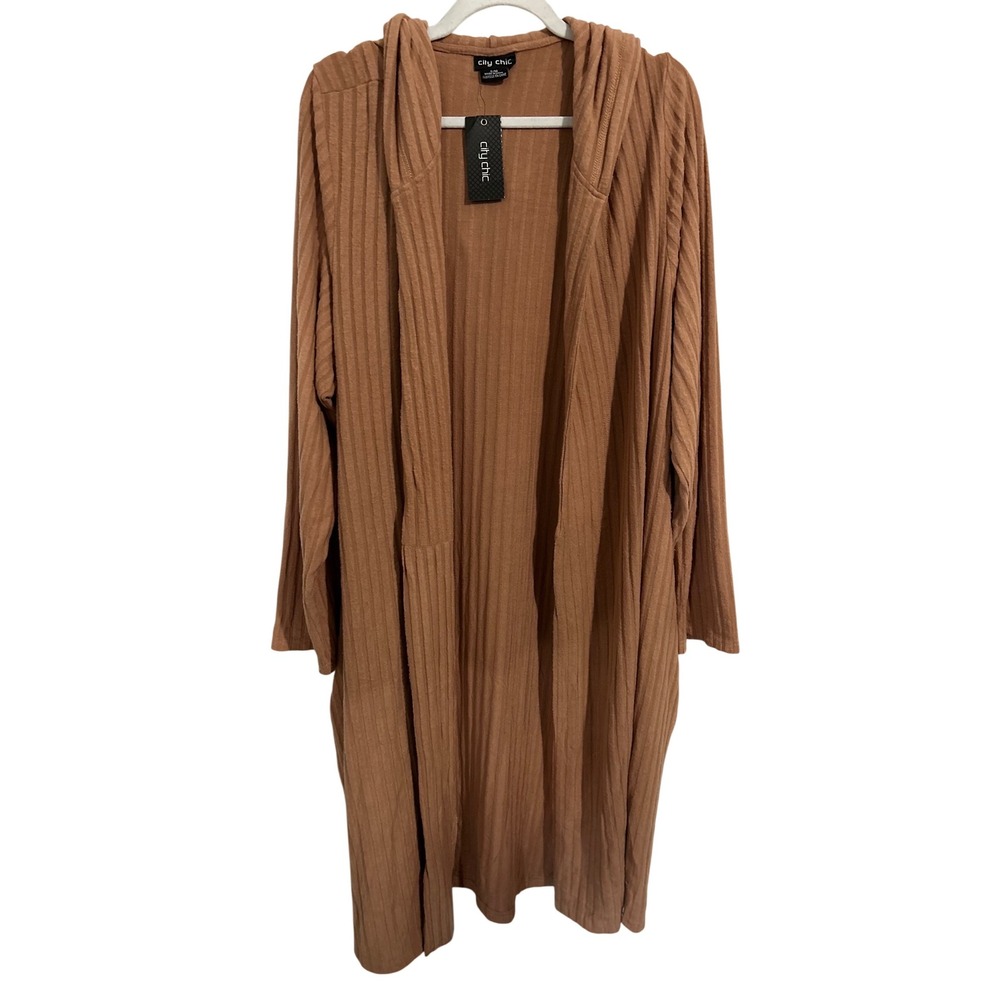 City Chic Caramel Ella Hooded Robe Women's‎ Size 16 New with Tag Missing Belt